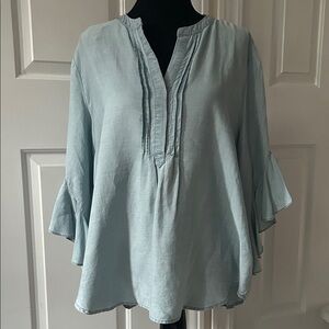 Vince Camuto Soft Blue Ruffle Sleeve Blouse XL